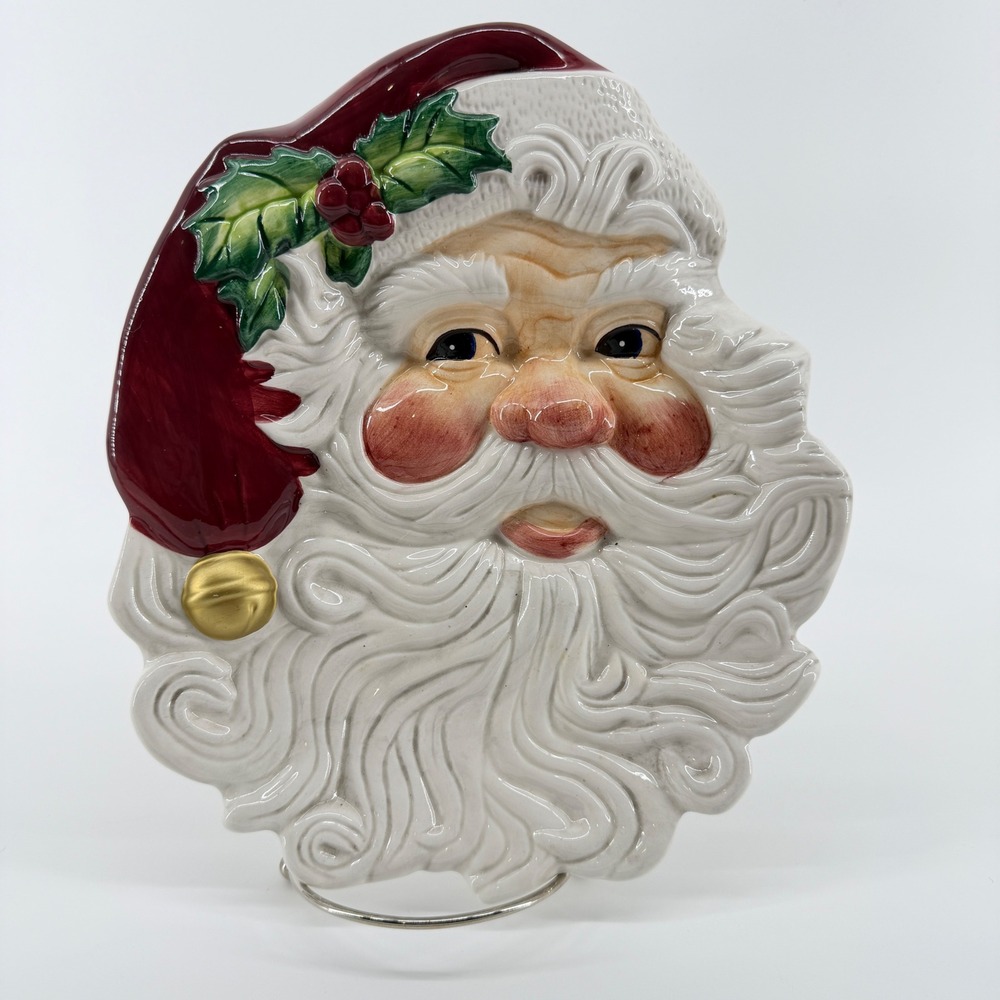 Fitz and Floyd Essentials Santa Claus Ceramic Plate Wall Decor Christmas 9.5in